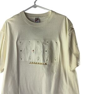 Vintage Jerzees Jamaica seashells fish rhinestones size XL USA